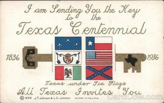 Exposition I Am Sending You The Key To The Texas Centennial 1836 - 1936 Postcard