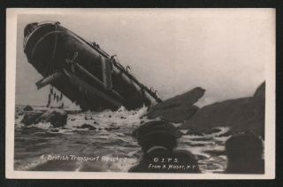 Wwi Rppc Postcard By N Moser - A British Transport Beached - Pc16
