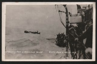 Wwi Rppc Postcard By N Moser Escaping From A Torpedoed Vessel - Navy - Pc12