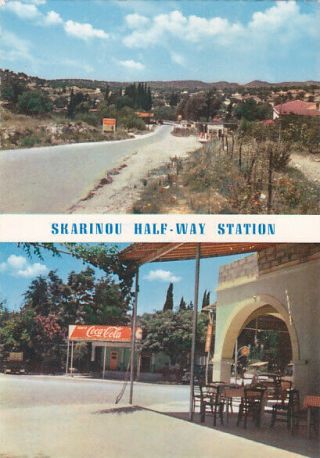 Cyprus Postcard Limassol Larnaca Skarinou Half Way Station Soteriou 1960