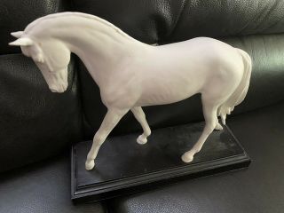 Rare Vintage Goebel West Germany White Porcelain Horse On Stand Matte Finish