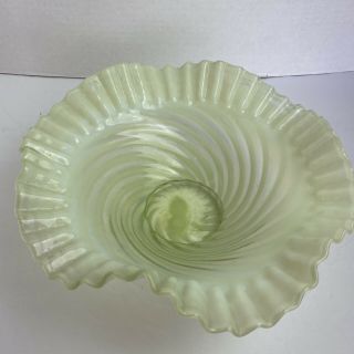 Fenton Vaseline Topaz Swirl Vaseline Opalescent Bowl Vintage Rare&Beautiful W242 2