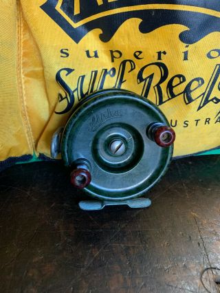 Vintage Alpha Trout Fishing Reel Full Bakelite Rare Green Australian Made 1950 