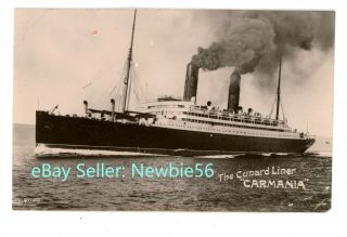 Cunard Ocean Line - Rms Carmania At Full Steam - Rppc Postcard R.  M.  S.  Ship/liner