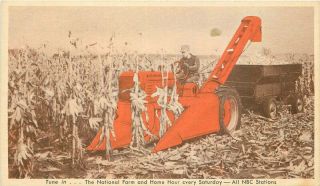 Allis Chalmers Farm Agriculture Corn Harvester Wisconsin 1940s Postcard 12389