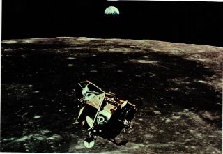 Vintage Oversize Postcard - Nasa - The Apollo 11 Lunar Module Earth Rising