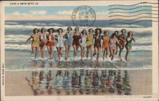 Swimsuit/pinup 1948 Fourteen Bathing Beauties In The Surf - Have A Swim With Us