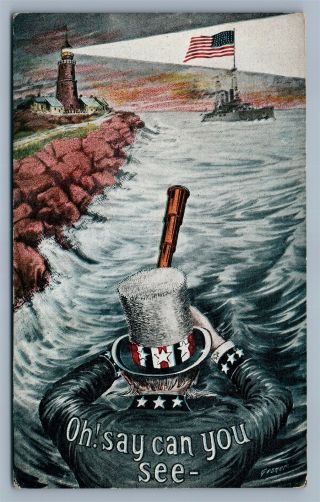Wwi Us Military Propaganda Antique Postcard Artist Signed