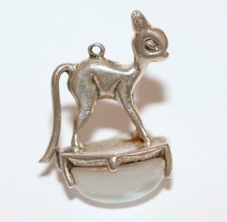 Rare Spring Lamb Fob Sterling Silver Crystal Set Charm Pendant C.  1940 