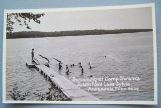 Swimming At Camp Owanka Salem Point Lake Sylvia Annandale Minnesota Mn Rppc