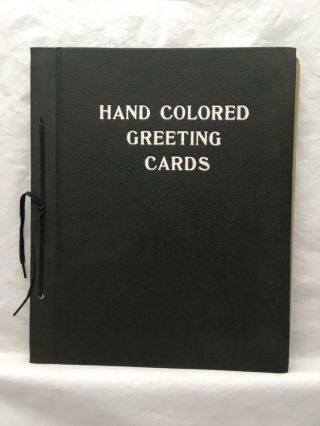 Vintage Postcard Album Hand - Colored Greeting Cards Printed On Front No Cards