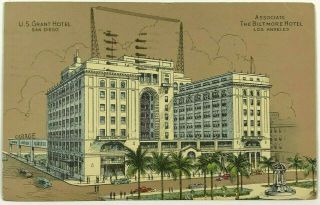 Us Grant Hotel San Diego California Ca Street View Vintage Postcard