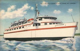 Ferry 1948 The Flagship Of Puget Sound C.  P.  Johnston Co.  Linen Postcard
