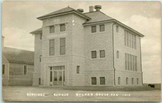 Sylvan Grove,  Kansas Rppc Real Photo Postcard " Gemeinde Schule " School Building