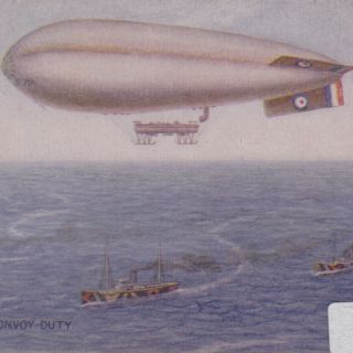Antique Airship On Convoy Duty Wwi War Bond Campaign Postcard Davis & Co.  London