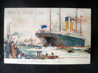 E145 1905 White Star Line Rms Cedric Leaving Liverpool