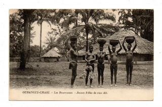 Africa Village Scene,  5 Semi - Nude Ali Women,  4 Carrying Bowls 1907 - 20