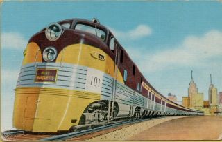 Pere Marquette 101 Post War Streamliner Railway Rr Train Michigan Postcard C3