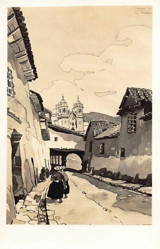 Bolivia - Calle De Un Pueblo - Cuadro De Gil Coimbra Ojopi,  Año 1936 - Ed.  Desco