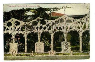 The Shell Fence Postcard Saint Petersburg Florida 1914
