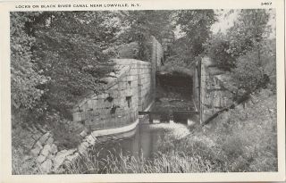 S21 1170 Vintage Rppc Postcard Locks On Black River Canal Near Lowville Ny