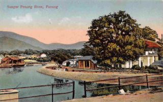 Sunger Penang River View Penang Malaya Malaysia 1910c Postcard