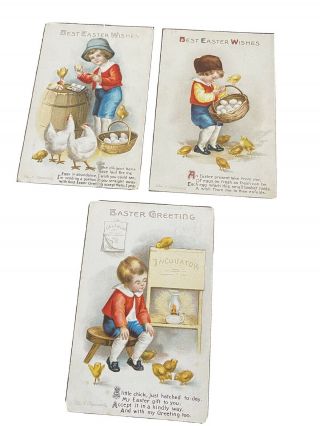 Set Of 3–vintage Postcard Easter Greetings Series 4659 Clapsaddle
