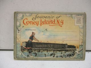 Vintage Coney Island Ny Souvenir Folder Packet Of Postcards
