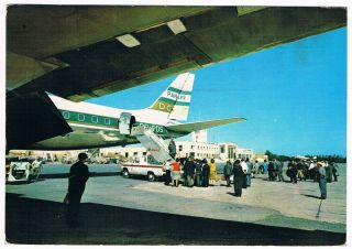 Postcard Las Palmas Airport Panair Do Brasil Douglas Dc - 8 Aviation Airline