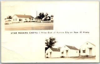 Kansas City Mo Rppc Photo Postcard Star Modern Cabins Highway 40 Roadside 1953