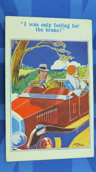 Vintage Mike Motoring Comic Postcard 1930 