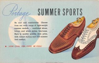 Curt Teich Linen Advertising Postcard For Portage Summer Sports Shoes 1930 