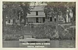 A View Of The Yellow Lodge Hotel & Cabins,  Chetek,  Wisconsin Wi Rppc