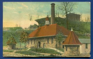 Lancaster Ohio Oh Pumping Station B I S Flag Cancel 1913 Postmark Postcard
