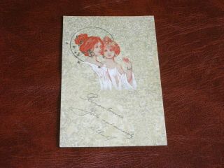 Art Nouveau Glamour Embossed Postcard - Two Women,  Jewellery,  Gilt.