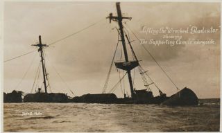1908 Gb Sepia R.  P.  Postcard / Isle Of Wight / " Gladiator " Shipwreck