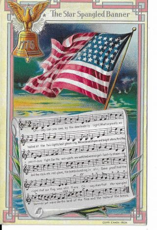 Antique Embossed Postcard " The Star Spangled Banner ",  Illustrated