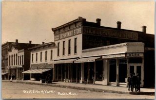1912 Paola,  Kansas Rppc Photo Postcard " West Side Of Park " Street Scene C1910s