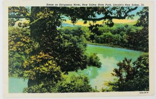 Vintage Salem Illinois Il Scene On Sangamon River Salem State Park Linen