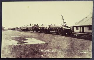 Real Photo Postcard Parade - Heavy Guns/canons - Crane & Railway - The Camp - Lydd (1)