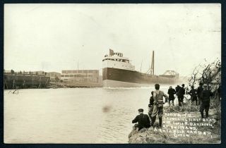 Louis R.  Davidson Steamer 1912 John J Lee Rppc Ashtabula Harbor Boat Postcard