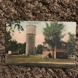 Postcard View City Park And Water Tower Mineral Point Wisconsin Wi