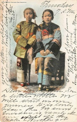 China Chinese Madens Bound Feet C1903 Undivided Litho Postcard As112