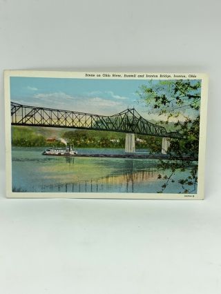 Scene On Ohio River Russell Ky And Ironton Ohio Postcard Oh
