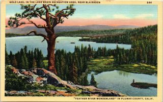 1940s Ca Postcard Gold Lake Basin Recreation Area Plumas County Feather River