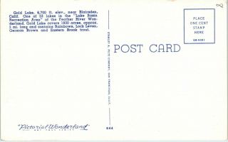 1940s CA Postcard Gold Lake Basin Recreation Area Plumas County Feather River 2