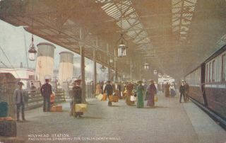 Holyhead Station Passengers Embarking For Dublin London & North Western Railway