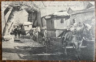 Antique Ppc View Of Scenery Near The Nankow Pass Palanquins On Horseback Gateway