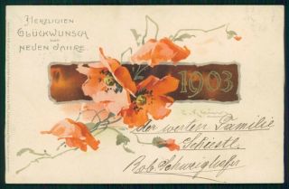 Artist Signed Art Nouveau Poppies 1903 Klein Meissner Buch 1178 Postcard Tc2731