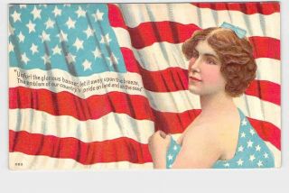 Ppc Postcard Patriotic American Flag Girl Wrapped In Flag Unfurl The Glorious Ba